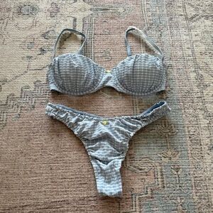 437 | Delphine Gingham Bikini SET | Blue / White | X-Large | FOUR THREE SEVEN